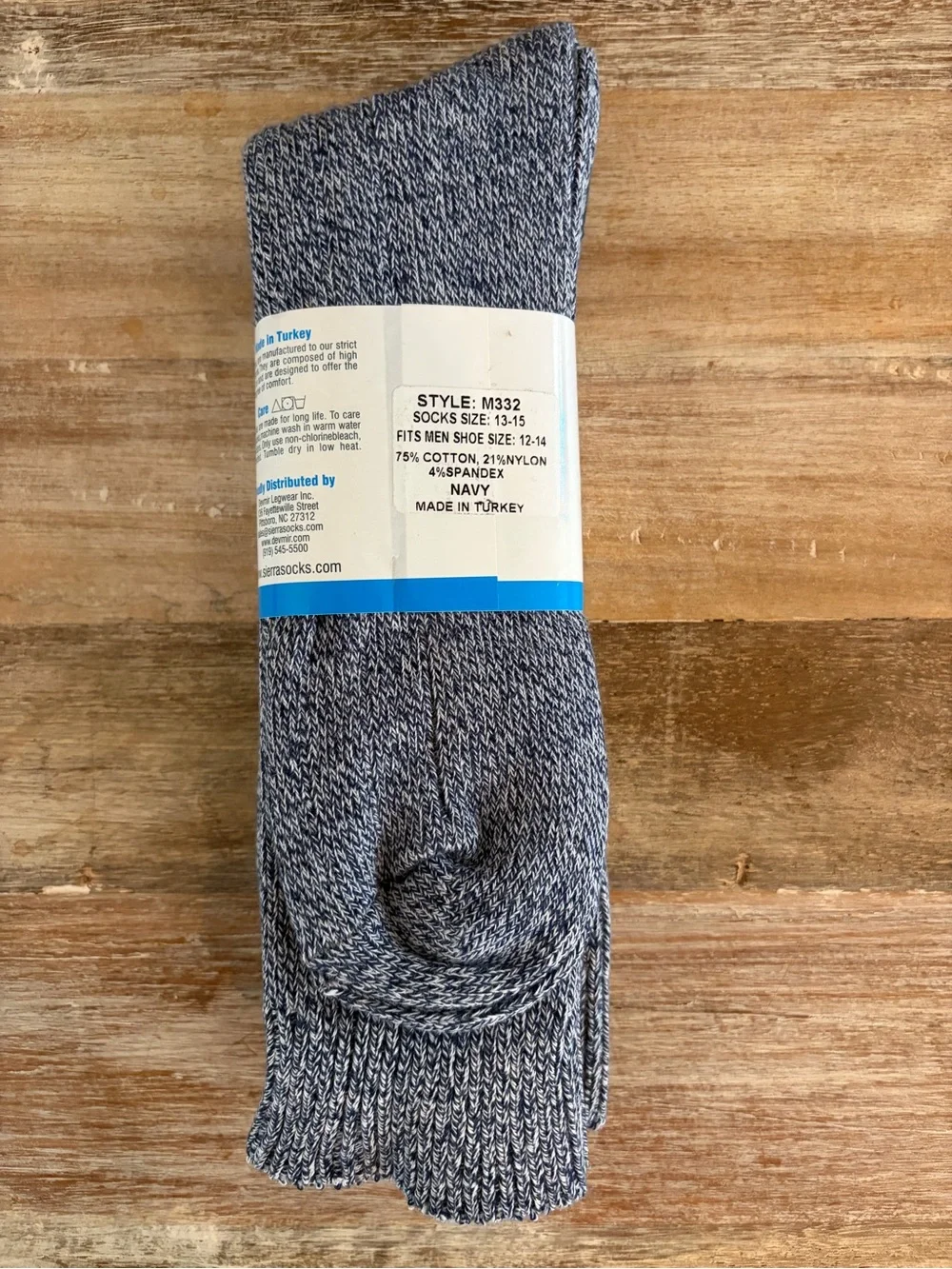 Sierra Socks Navy Marled Crew‎ Socks Big & Tall Men’s Sock Size 13-15 Shoe 12-14